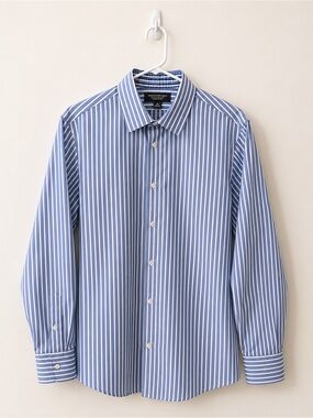 Banana Republic Blue & White Vertical Stripe Dress Shirt